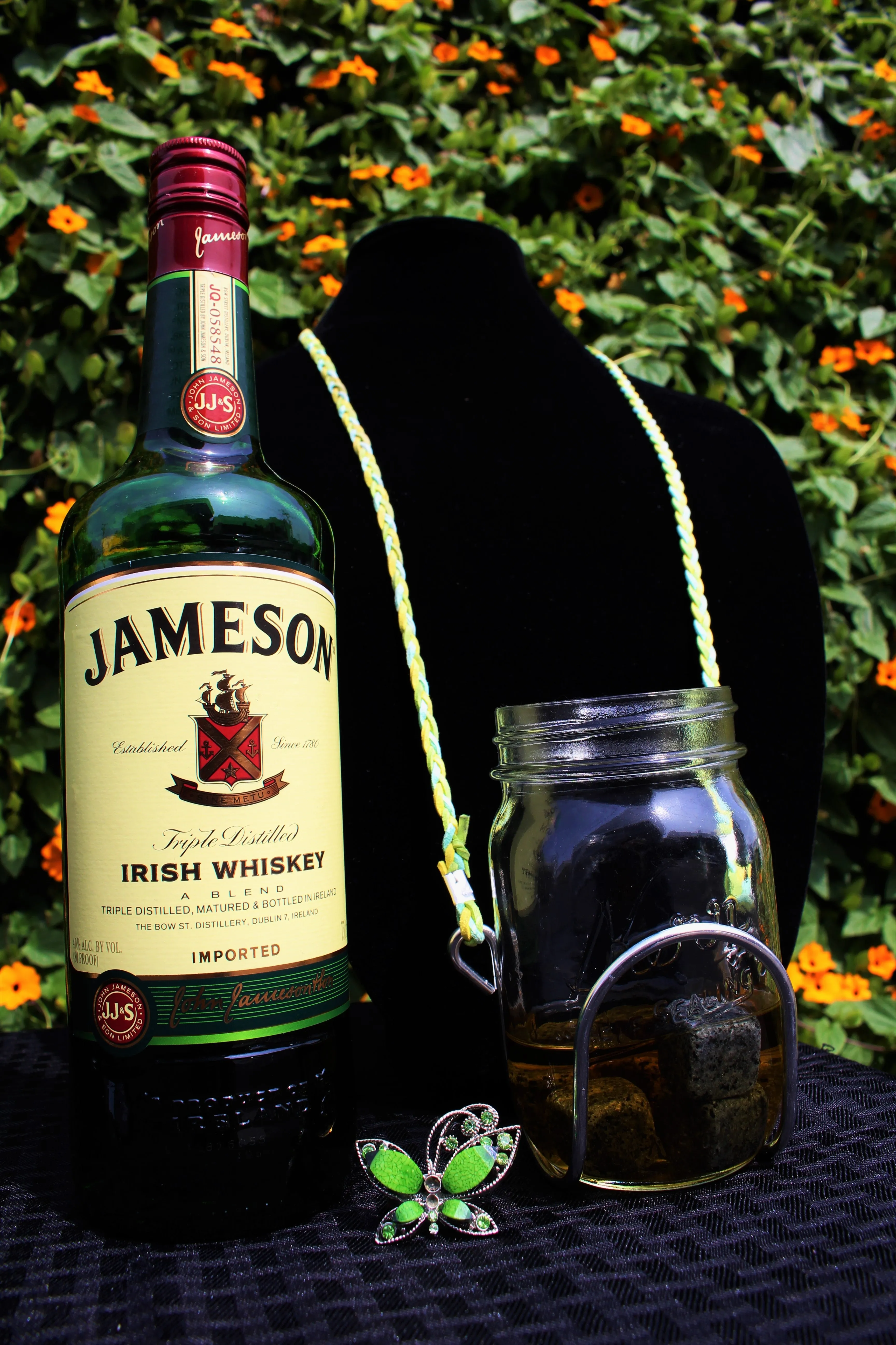 Suede - Green, Blue and Yellow - Wine Glass Necklace