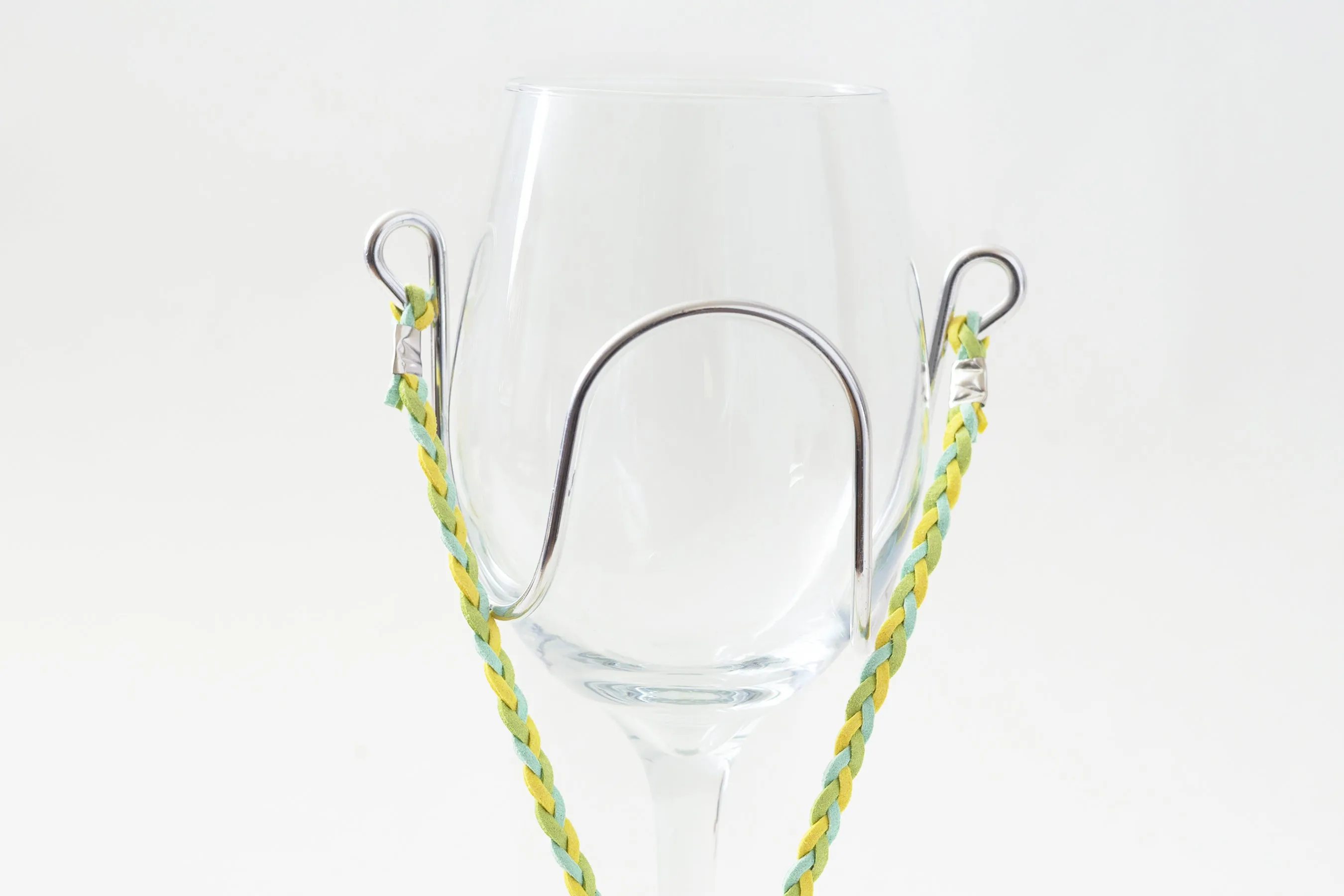 Suede - Green, Blue and Yellow - Wine Glass Necklace