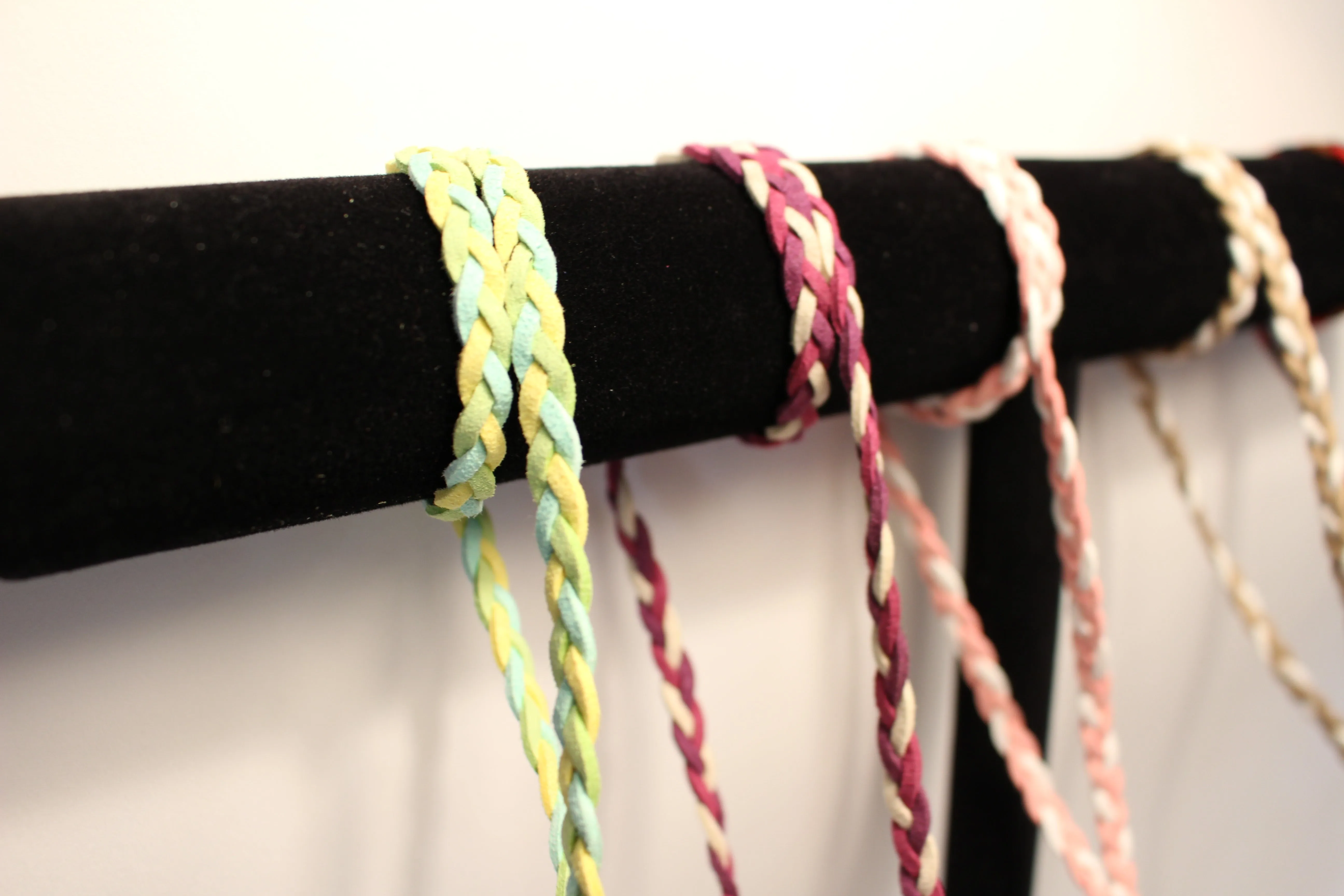 Suede - Green, Blue and Yellow - Wine Glass Necklace