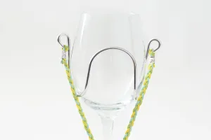 Suede - Green, Blue and Yellow - Wine Glass Necklace