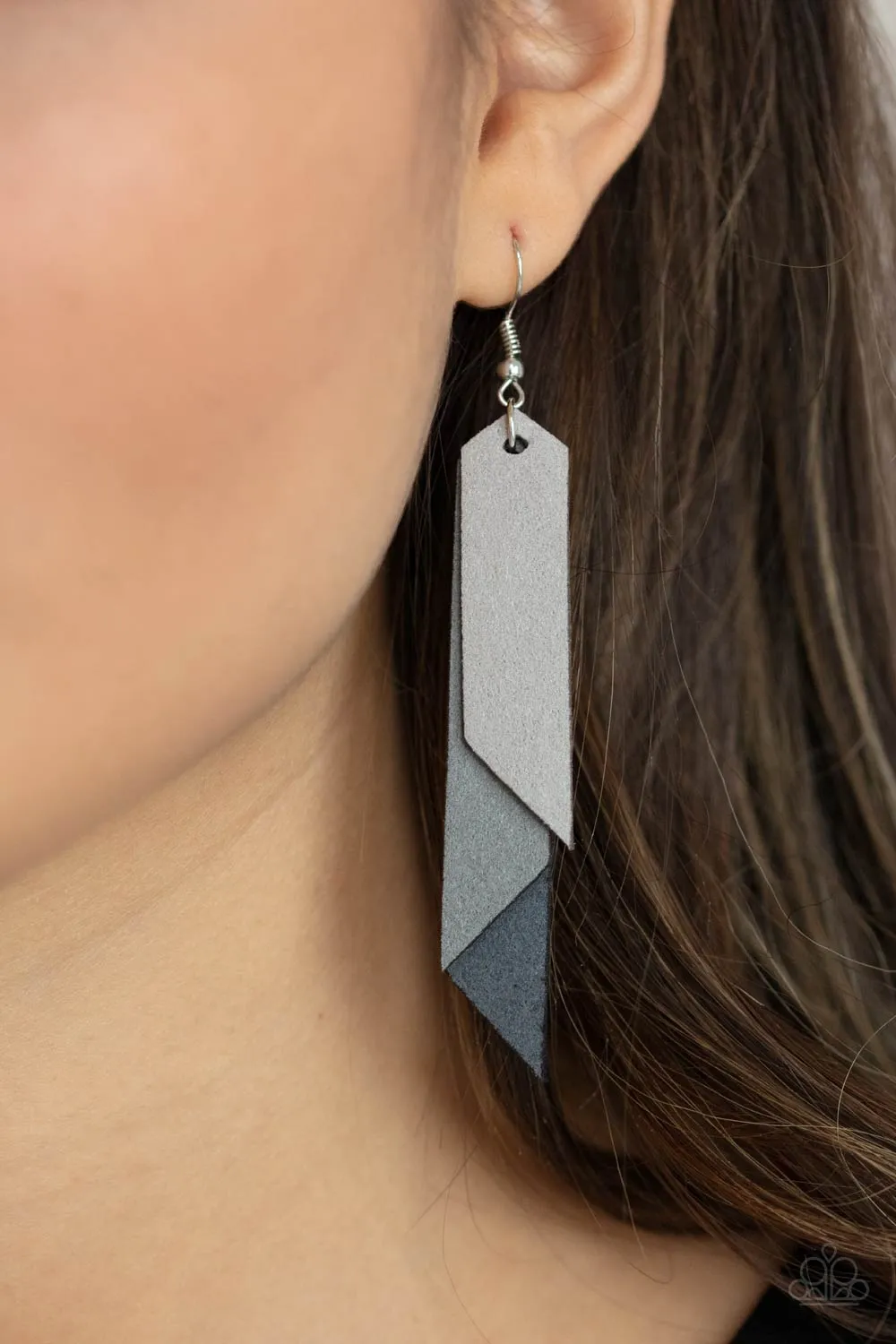 Suede Shade - Silver Earring
