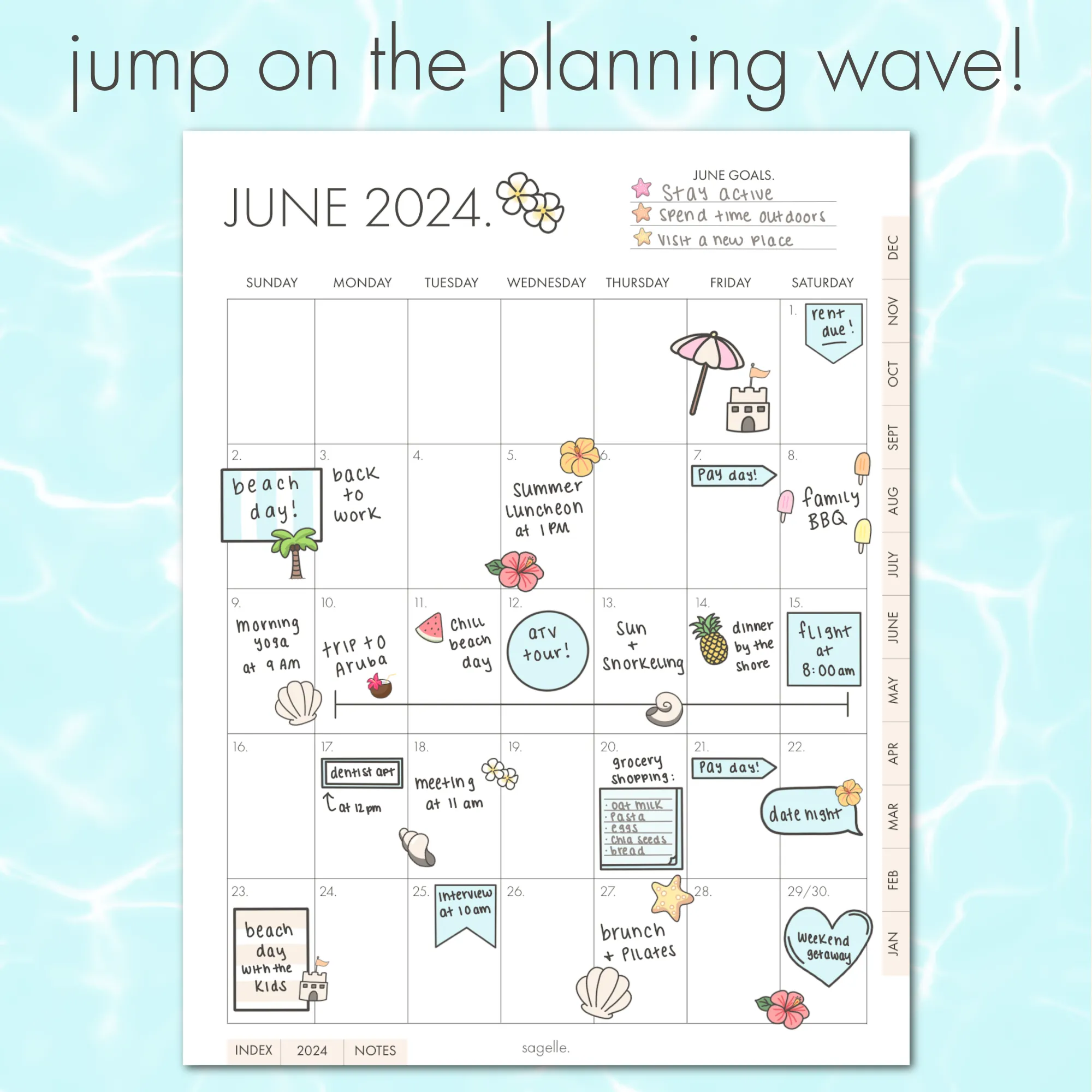 summer wave sticker sheet.