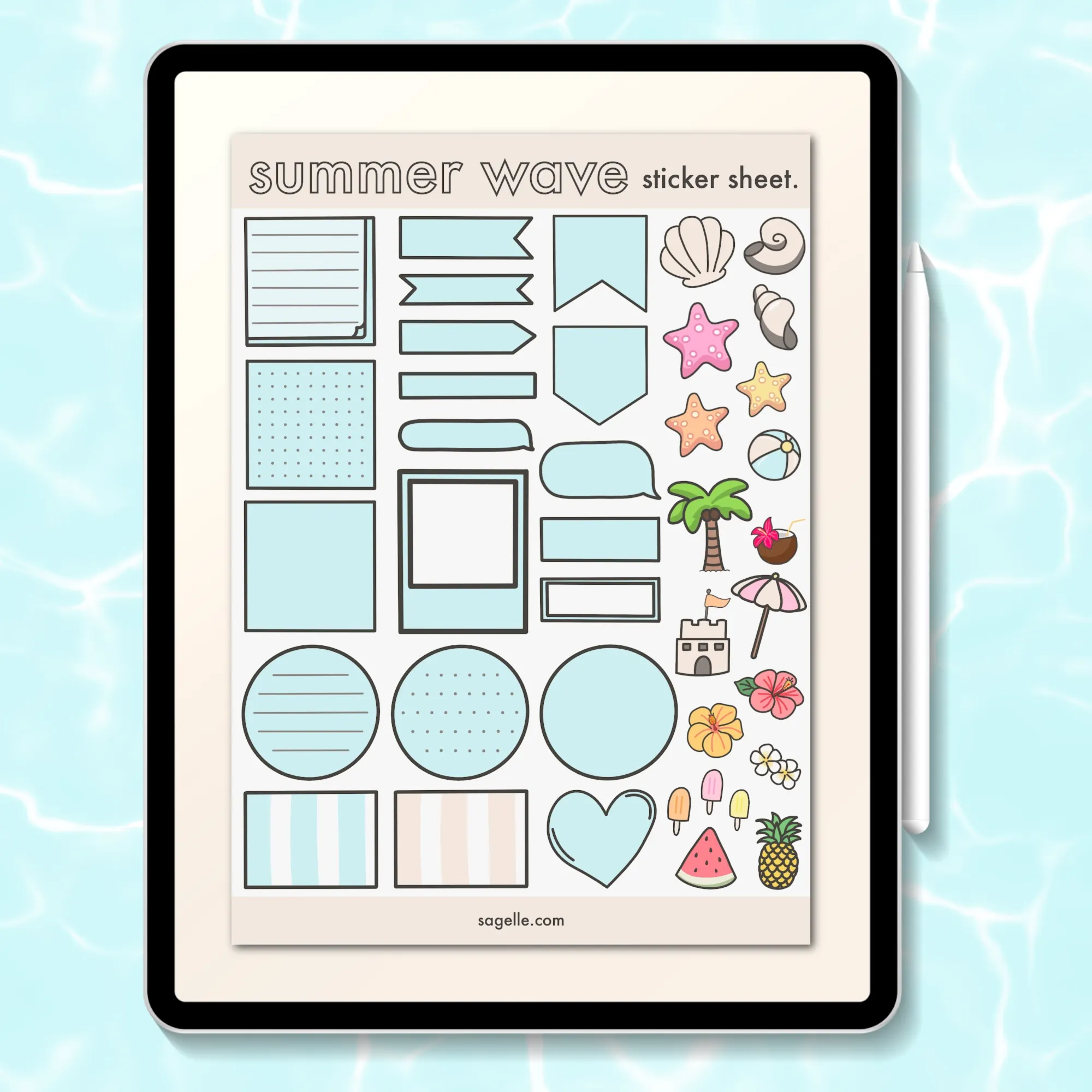 summer wave sticker sheet.