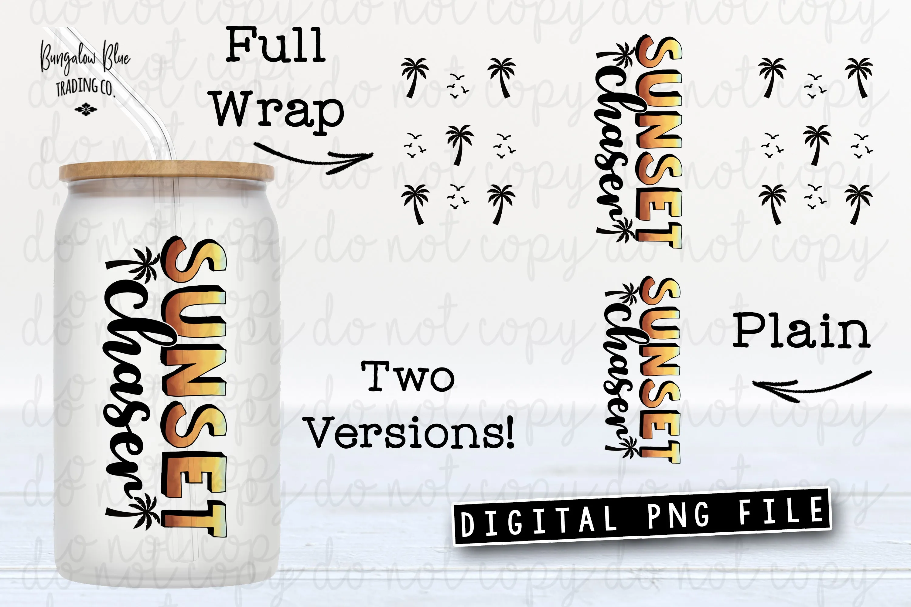 Sunset Chaser Glass Can Tumbler Wrap Digital Download - Palm Tree
