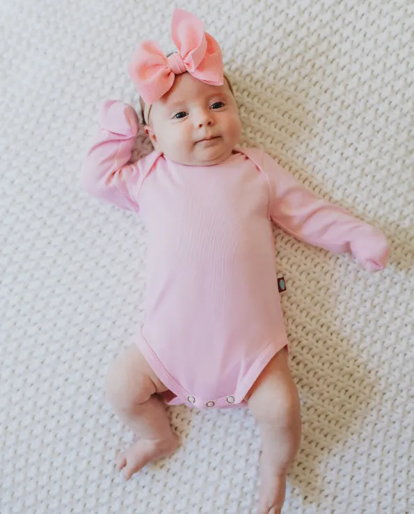 Super-Soft Organic Cotton Baby Rib Long Sleeve Snap Onesie| Candy Apple