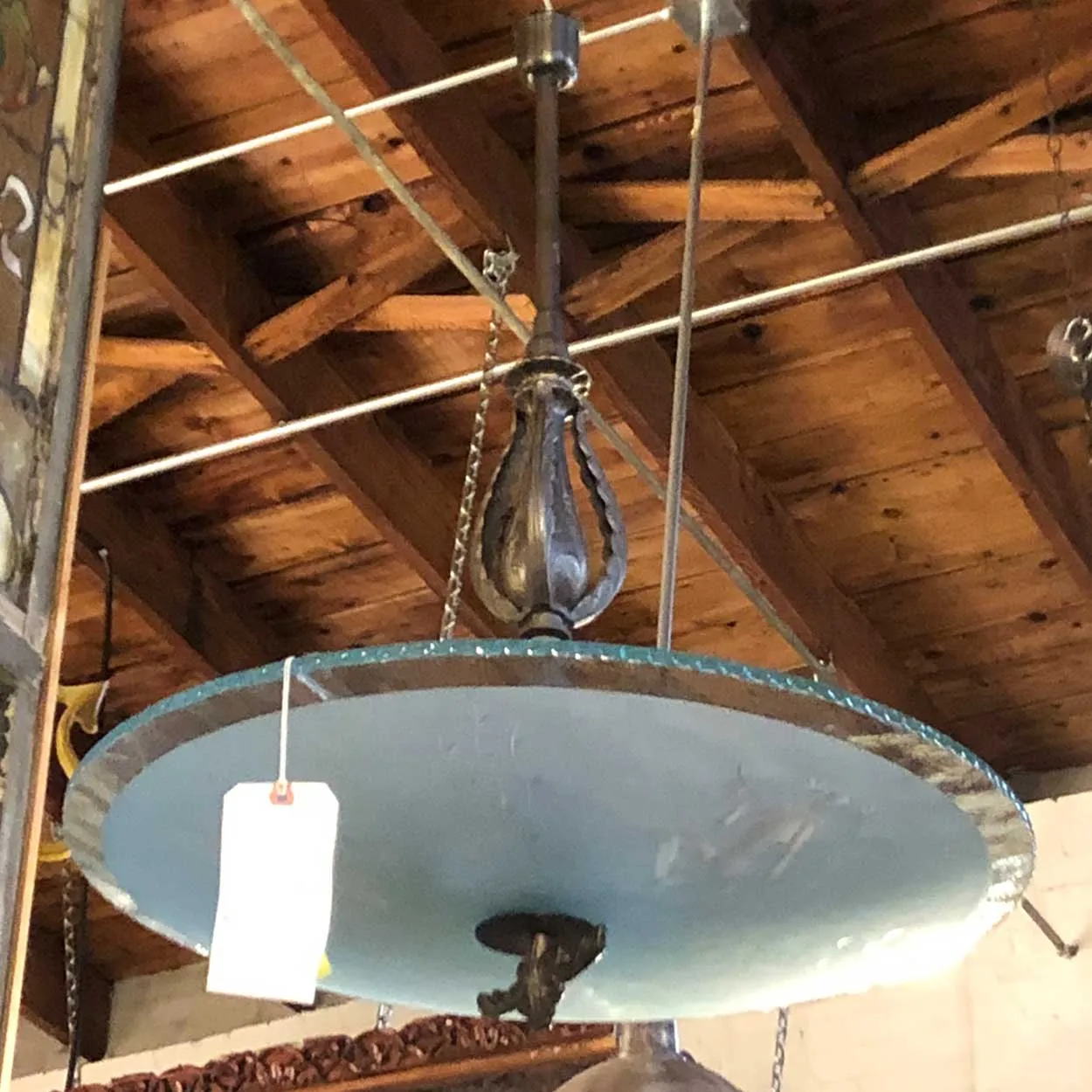 Swedish Art Deco Brass and Etched Glass Bowl Five-Light Ceiling Pendant Light