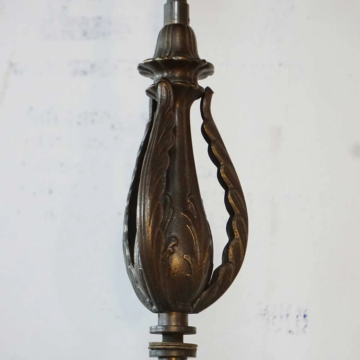 Swedish Art Deco Brass and Etched Glass Bowl Five-Light Ceiling Pendant Light