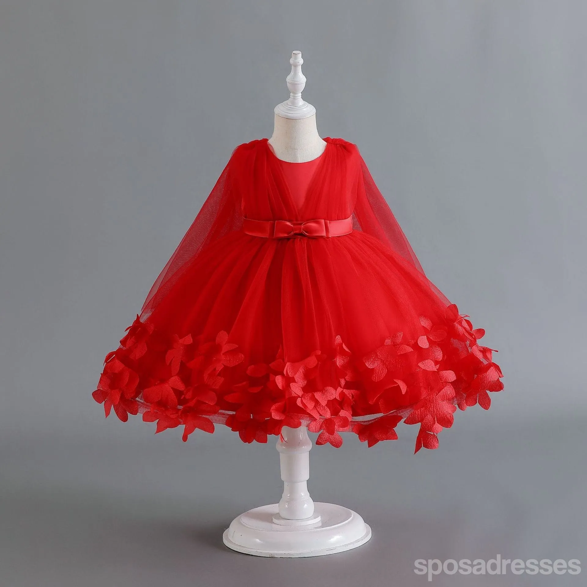 Sweet Khaki A-line Long Flower Girl Dresses, Cute Junior Girl Dresses, FG0200