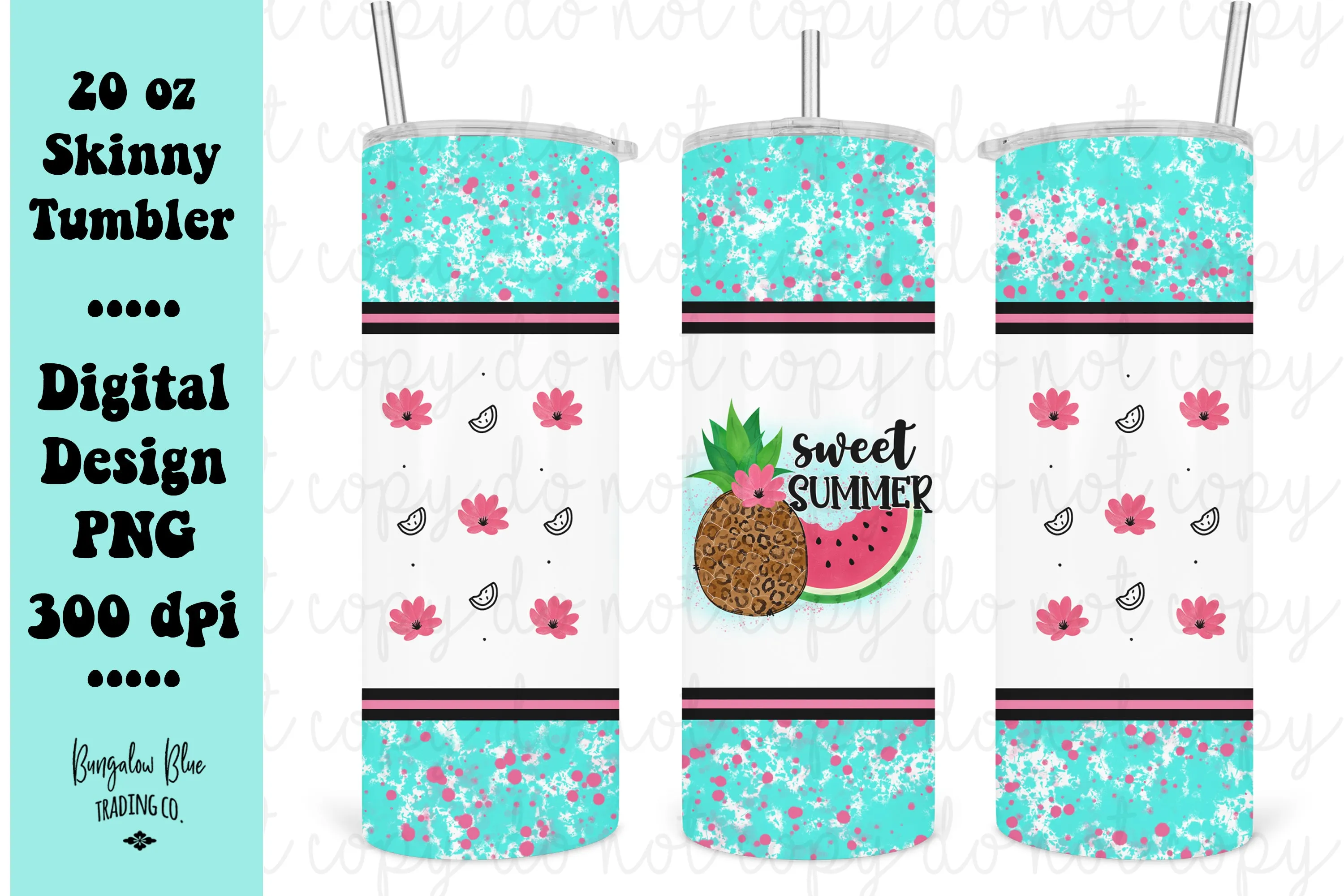 Sweet Summer Blue 20 oz Skinny Tumbler Wrap Digital Download