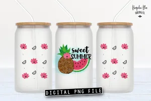 Sweet Summer Glass Can Tumbler Wrap Digital Download