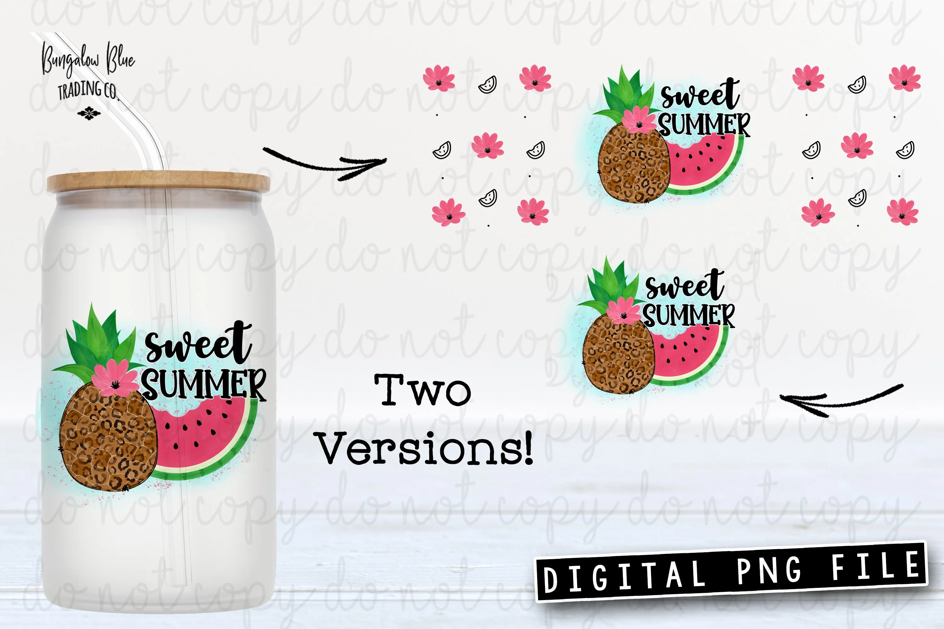 Sweet Summer Glass Can Tumbler Wrap Digital Download