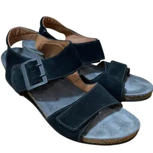 Taos High Society Black Suede Adjustable Comfort Leather Support Sandal Size 41