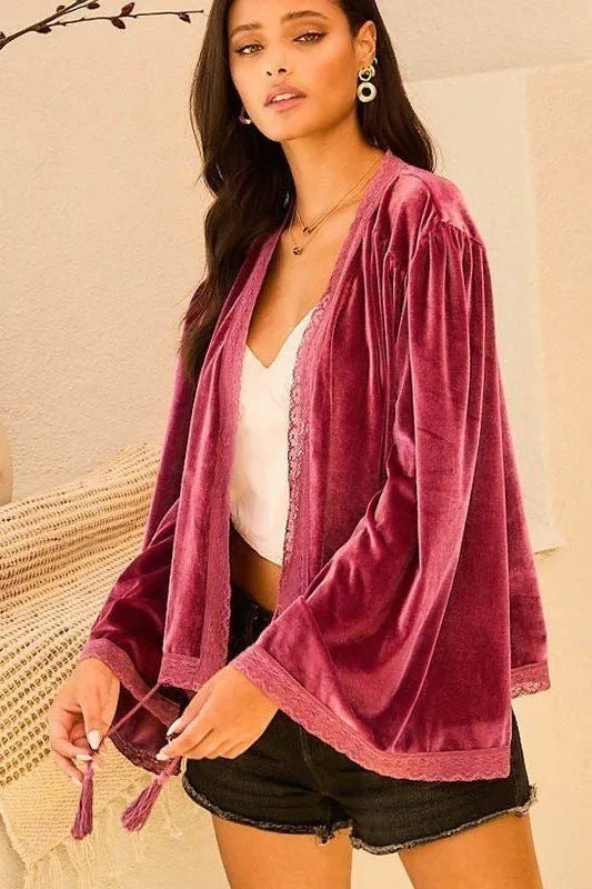 Tassel Trim Velvet Jacket