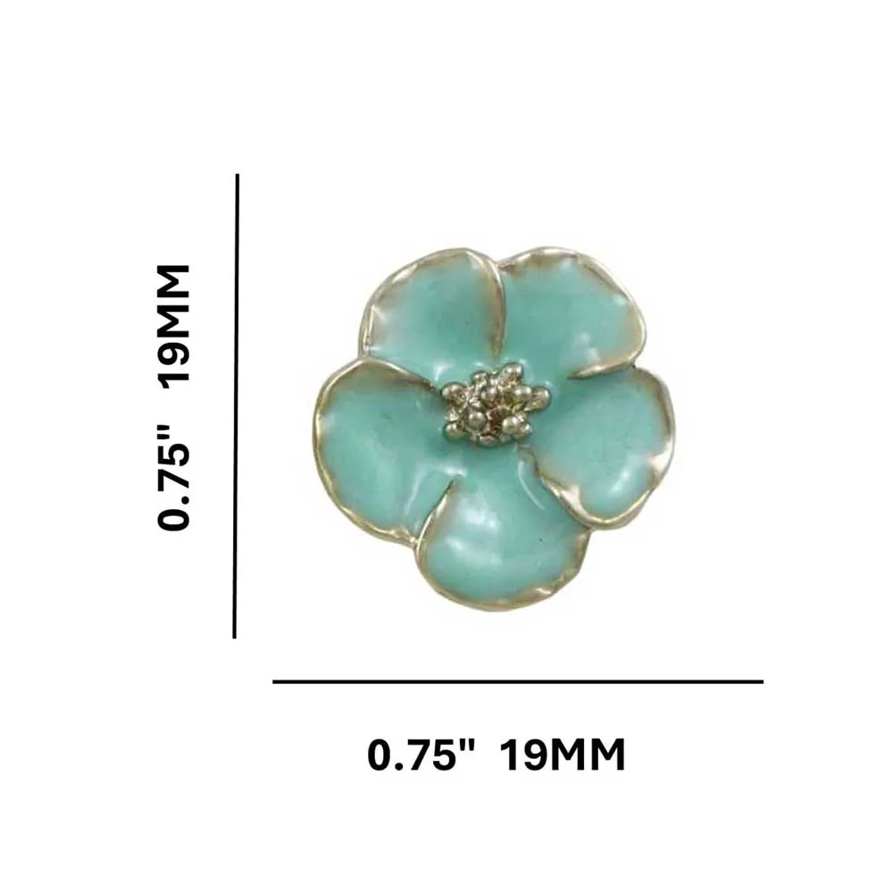 Teal Flower Outlined in Gold Pierced Earring - HPB442E