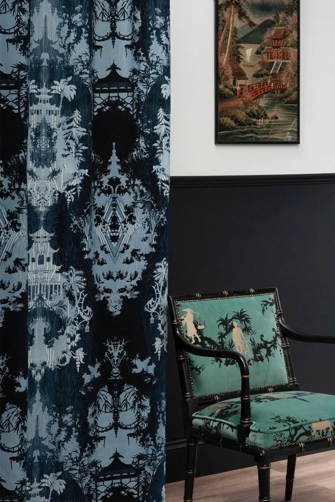temples in the sky velvet fabric