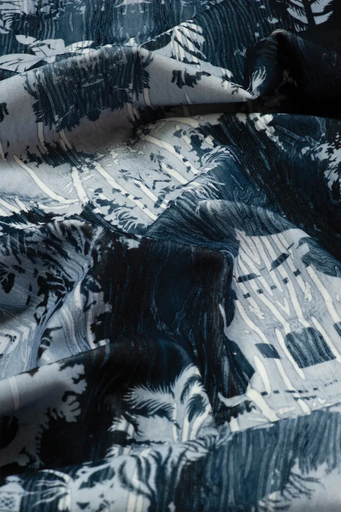 temples in the sky velvet fabric