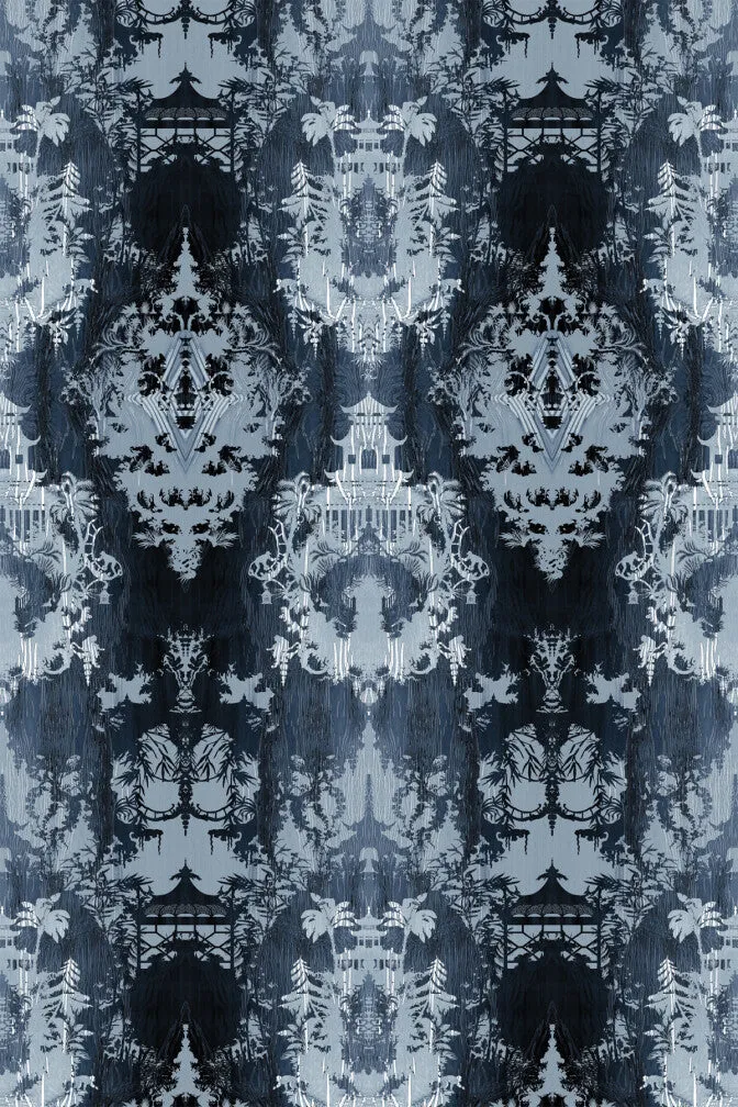 temples in the sky velvet fabric
