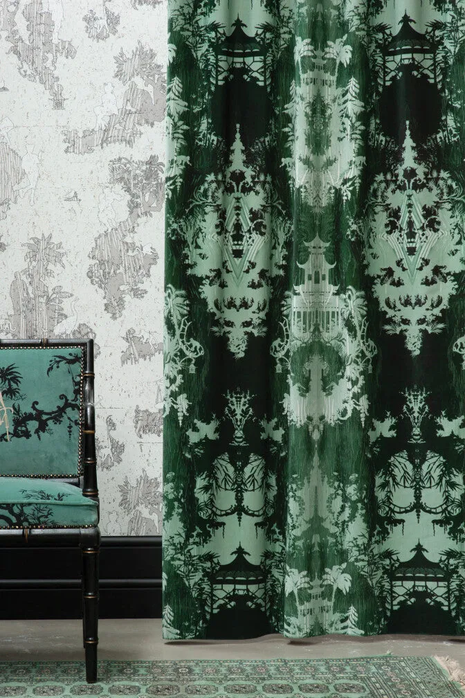 temples in the sky velvet fabric