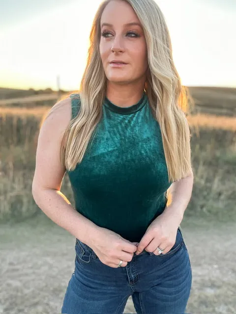 The Envy Emerald Green Velvet Bodysuit