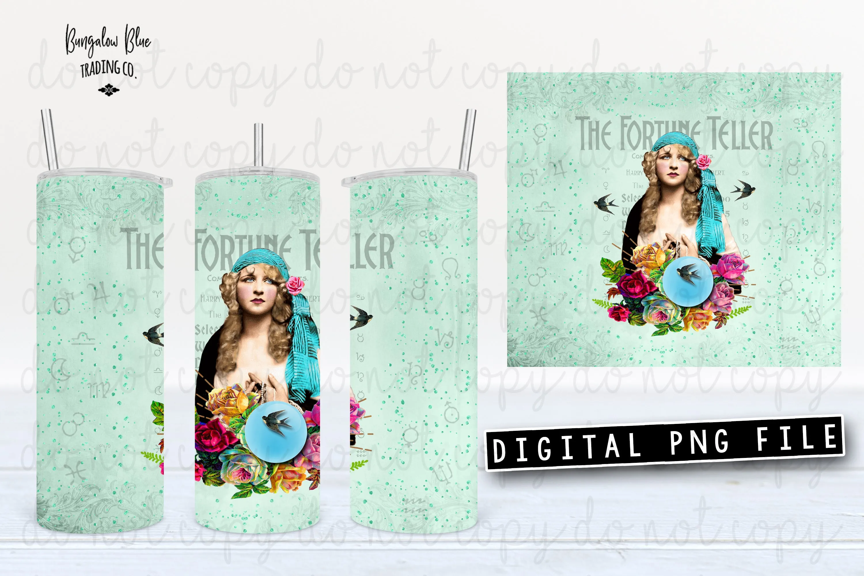 The Fortune Teller Flapper 20 oz Skinny Tumbler Wrap Digital Download