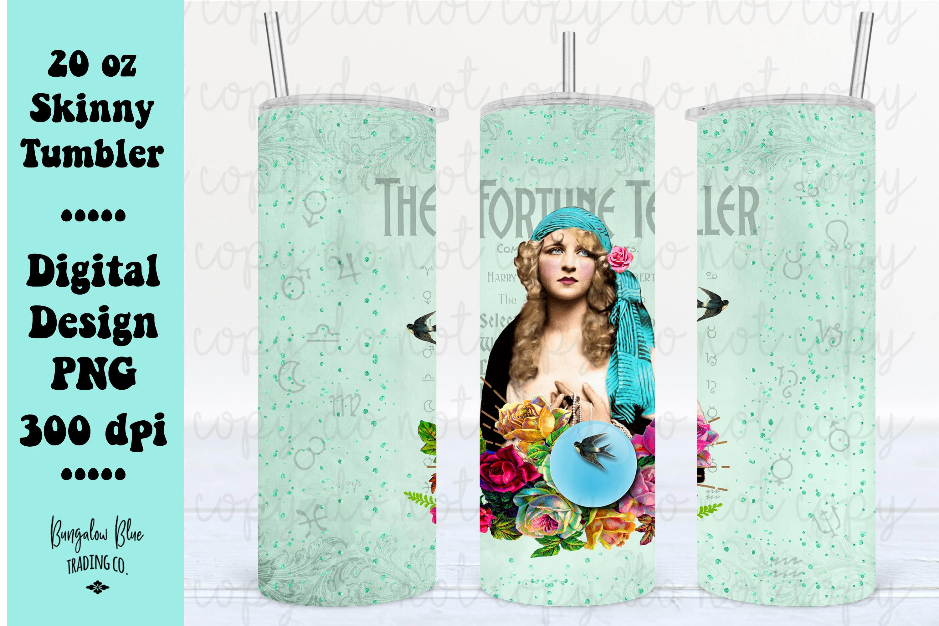 The Fortune Teller Flapper 20 oz Skinny Tumbler Wrap Digital Download