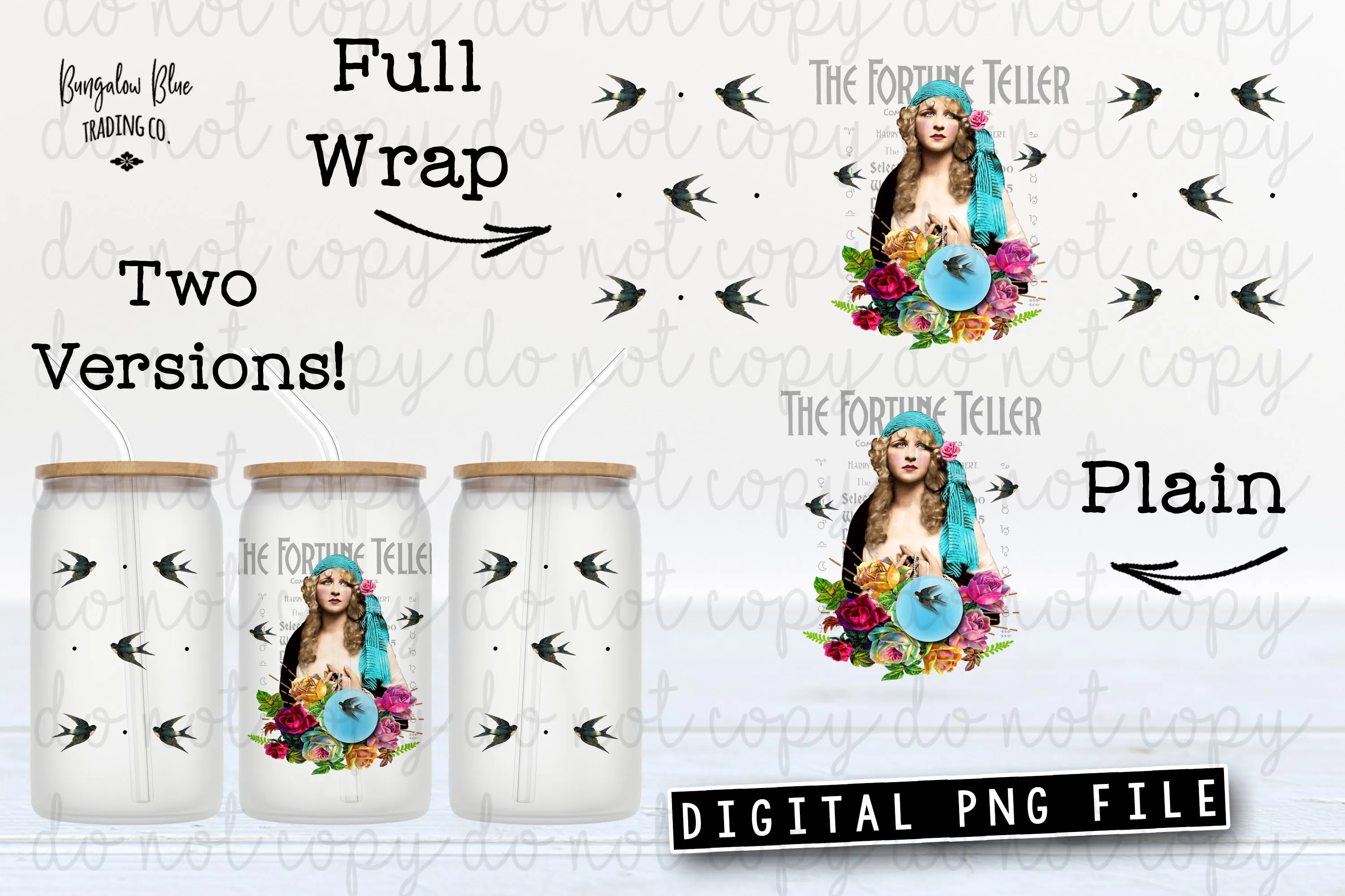 The Fortune Teller Flapper Glass Can Tumbler Wrap Digital Download