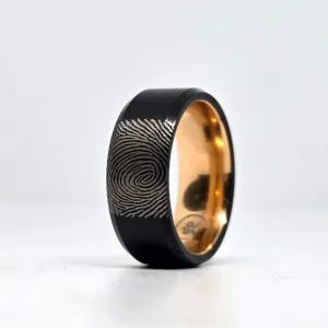 The Imprint Ring - Black Plated Tungsten (Your Fingerprint)