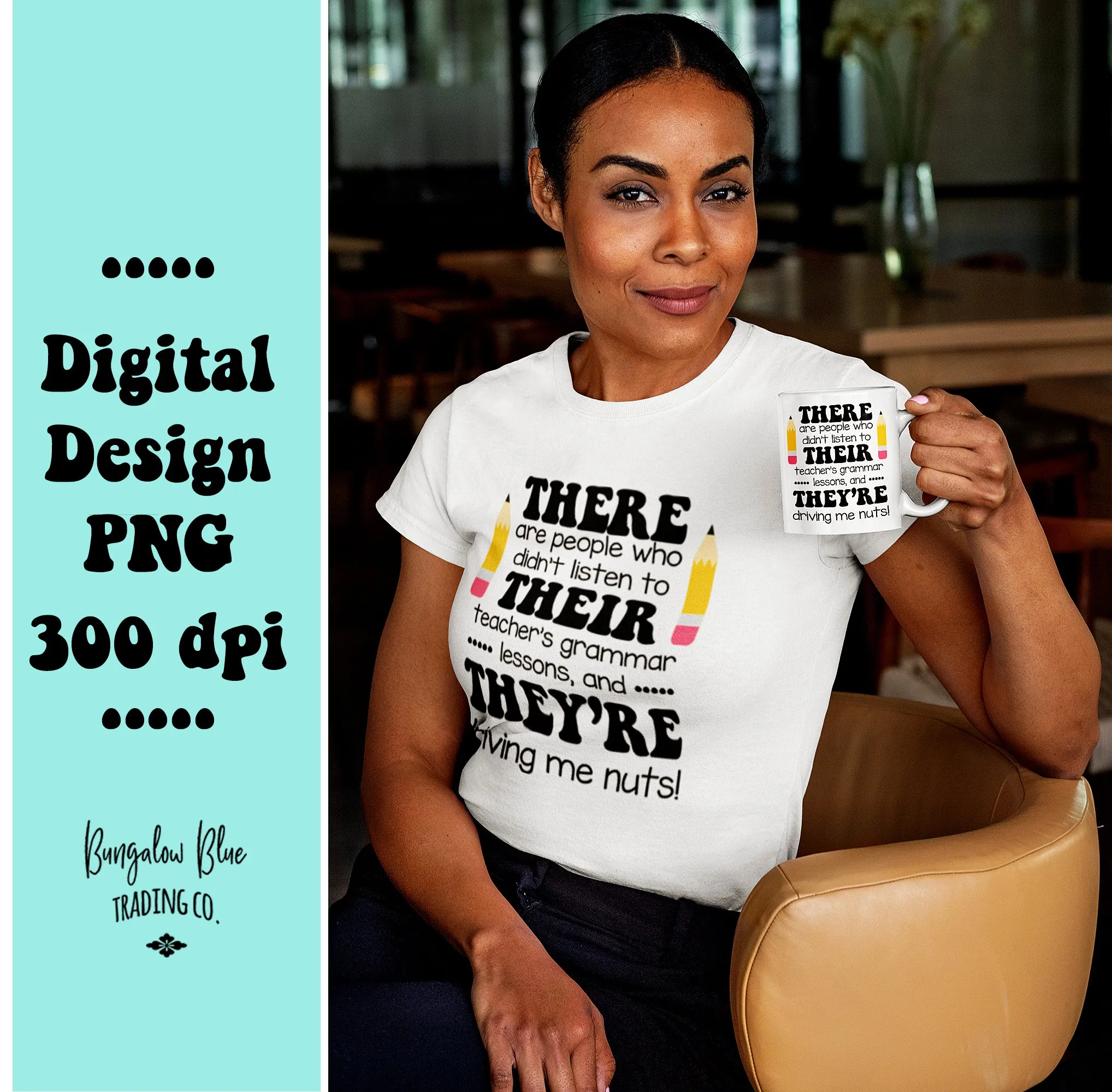 There Their They're Grammar Glass Can Tumbler Wrap Digital Download