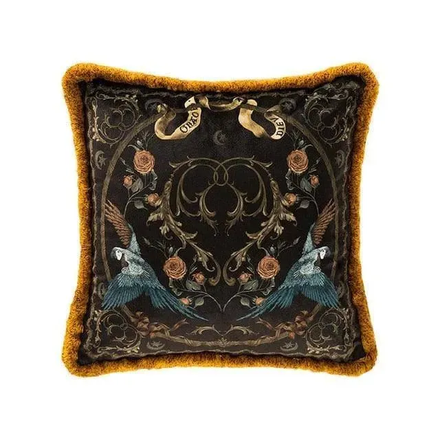 Tiger Velvet Cushion Cover with Gold Trims