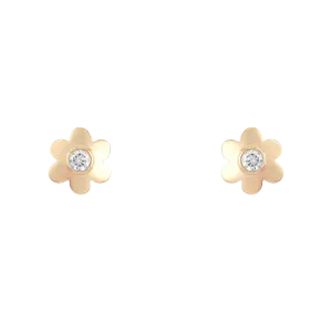 Tiny Diamond Flower Studs