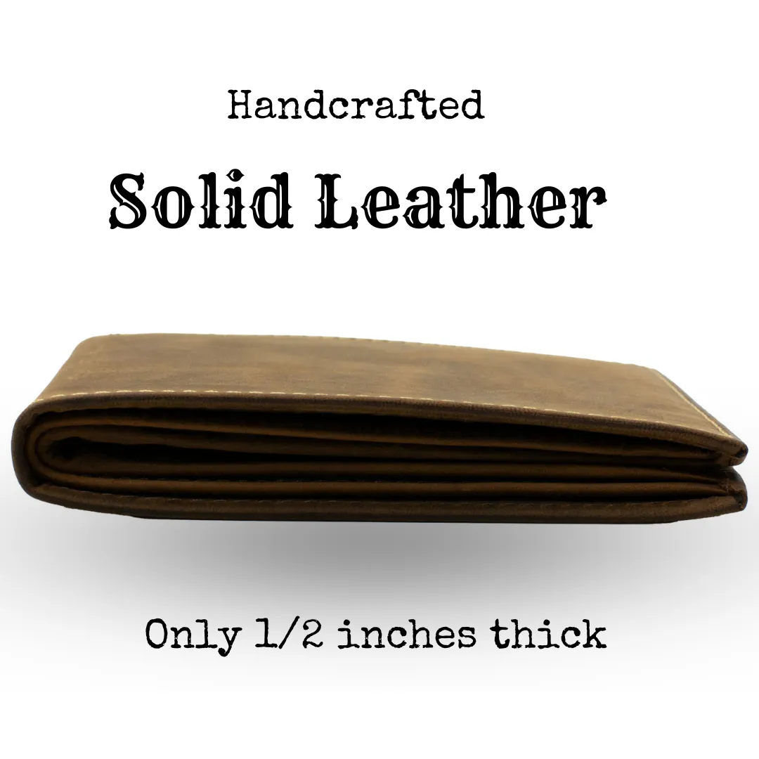 Titanium Wide Pin Brown Distressed Leather Belt & Wallet Set by Nickel Smart®