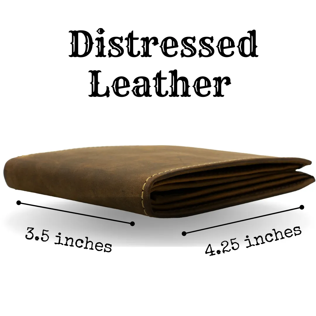 Titanium Wide Pin Brown Distressed Leather Belt & Wallet Set by Nickel Smart®