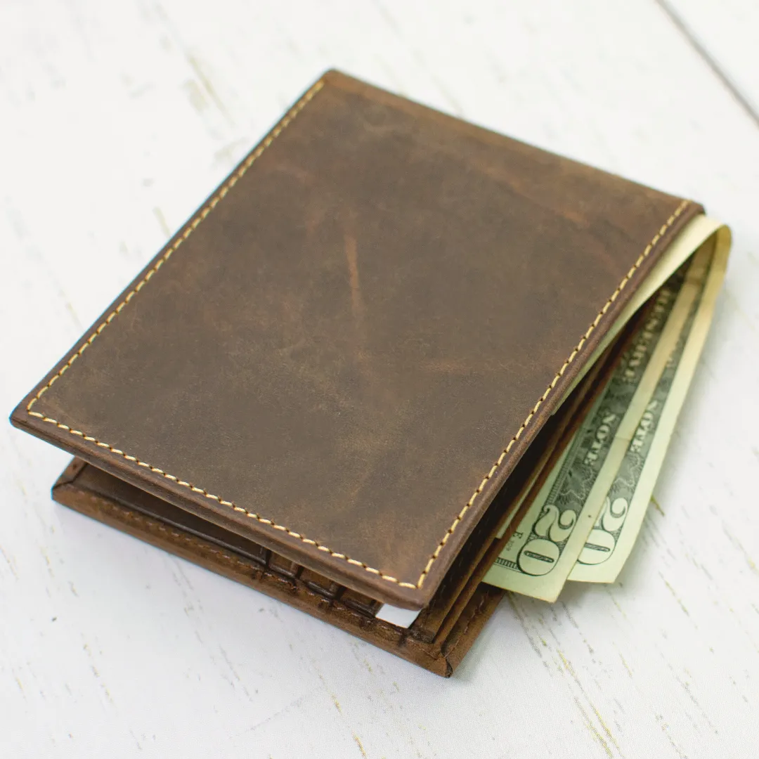 Titanium Wide Pin Brown Distressed Leather Belt & Wallet Set by Nickel Smart®