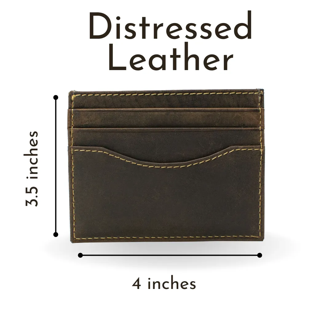 Titanium Wide Pin Brown Distressed Leather Belt & Wallet Set by Nickel Smart®