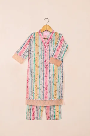 TKF-95-Multi - Kids 2Pc Digital Printed Lawn Dress