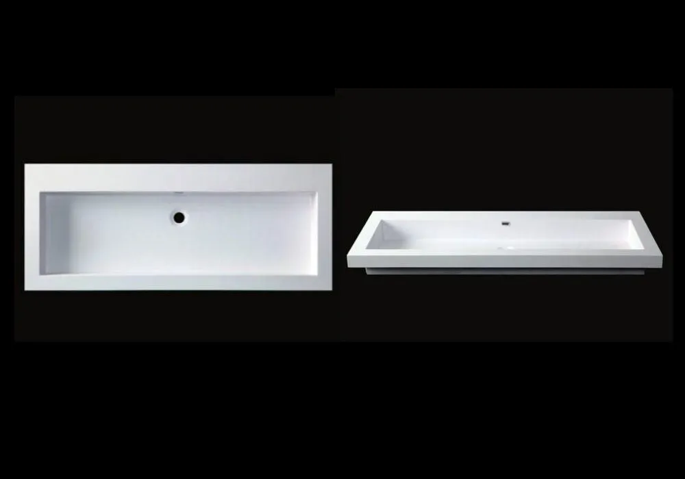 Toka Lite Semi-Recessed Basin - Long, Square Edges - 1200mm - CSB46