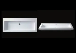 Toka Lite Semi-Recessed Basin - Long, Square Edges - 1200mm - CSB46