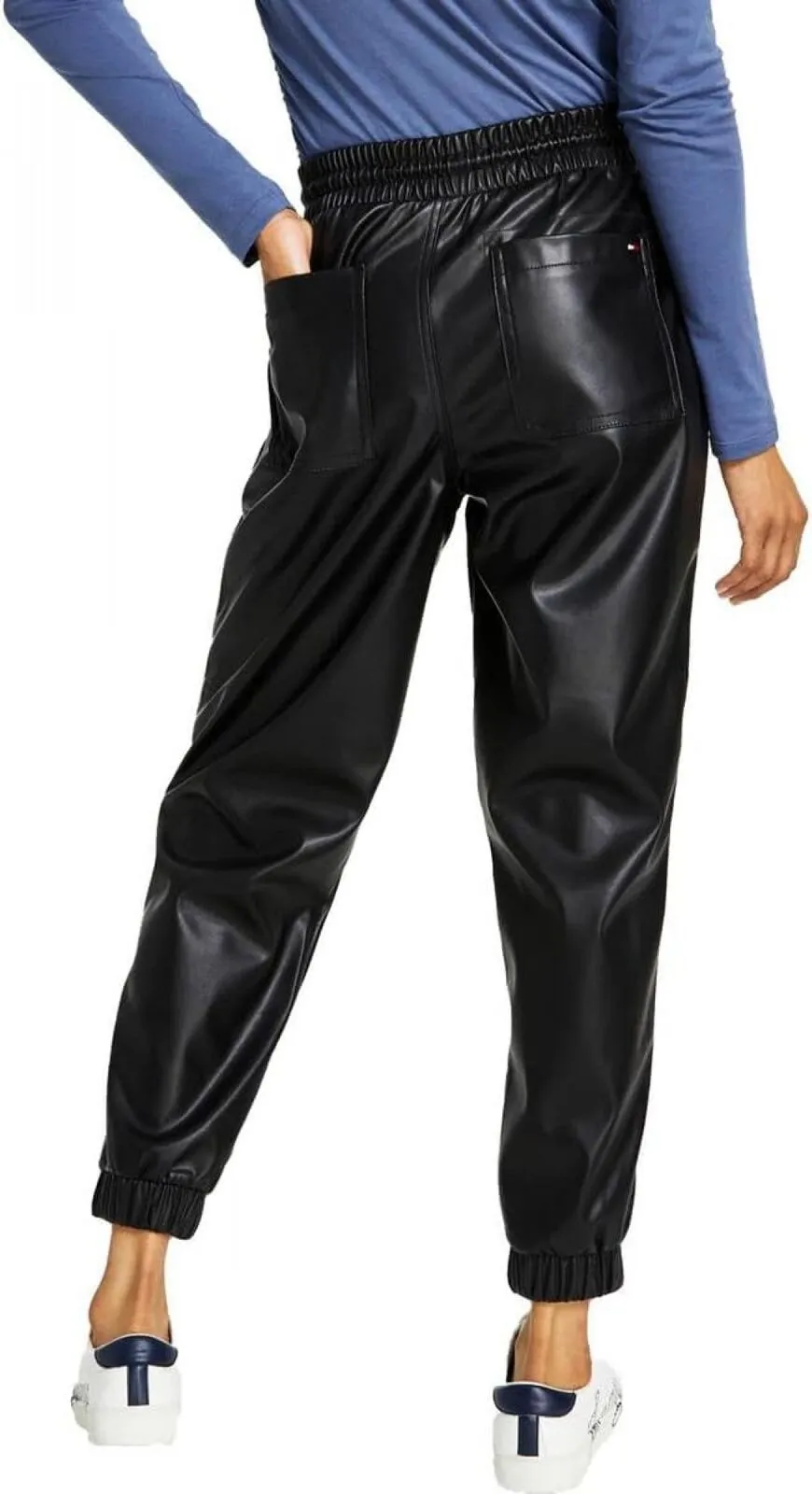 Tommy Jeans Womens Faux Leather High Rise Jogger Pants T2HK0FGG