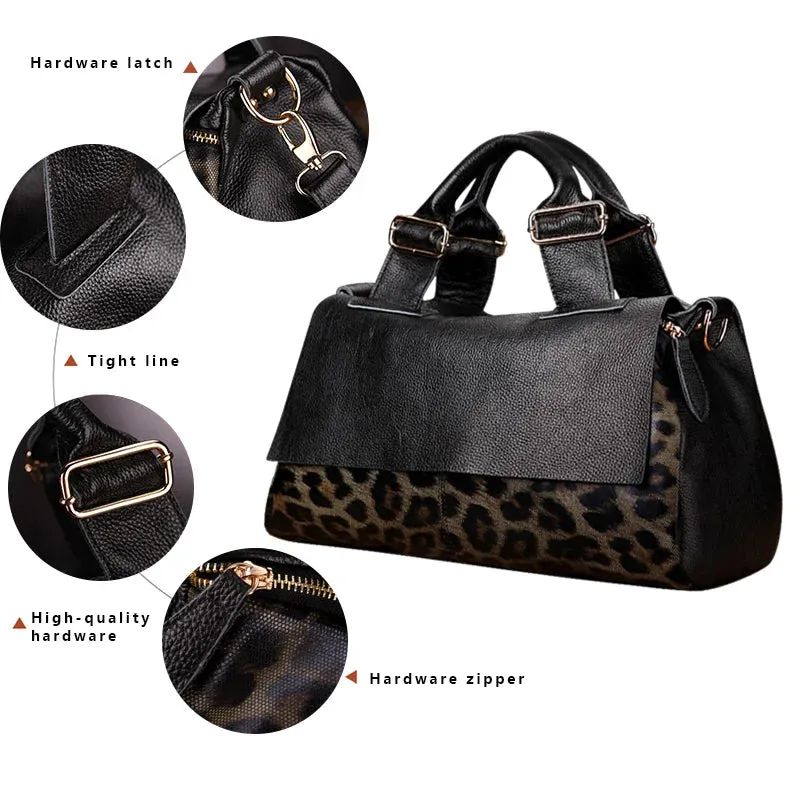 Top layer cowhide women's bag New high capacity leather handbag Women's bag Mom's one shoulder crossbody bag