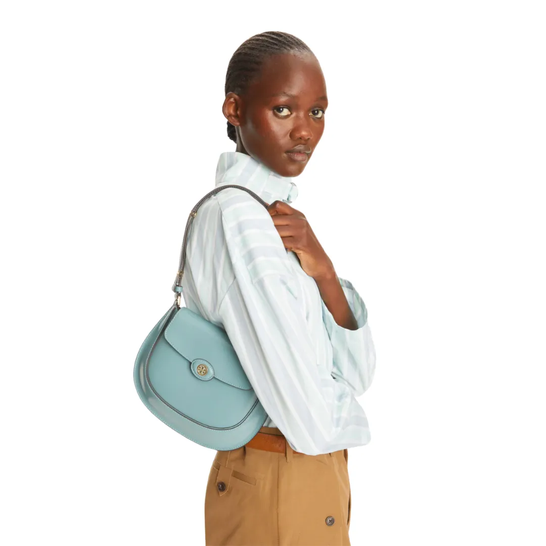 Tory Burch Robinson Spazzolato Small Flap Bag