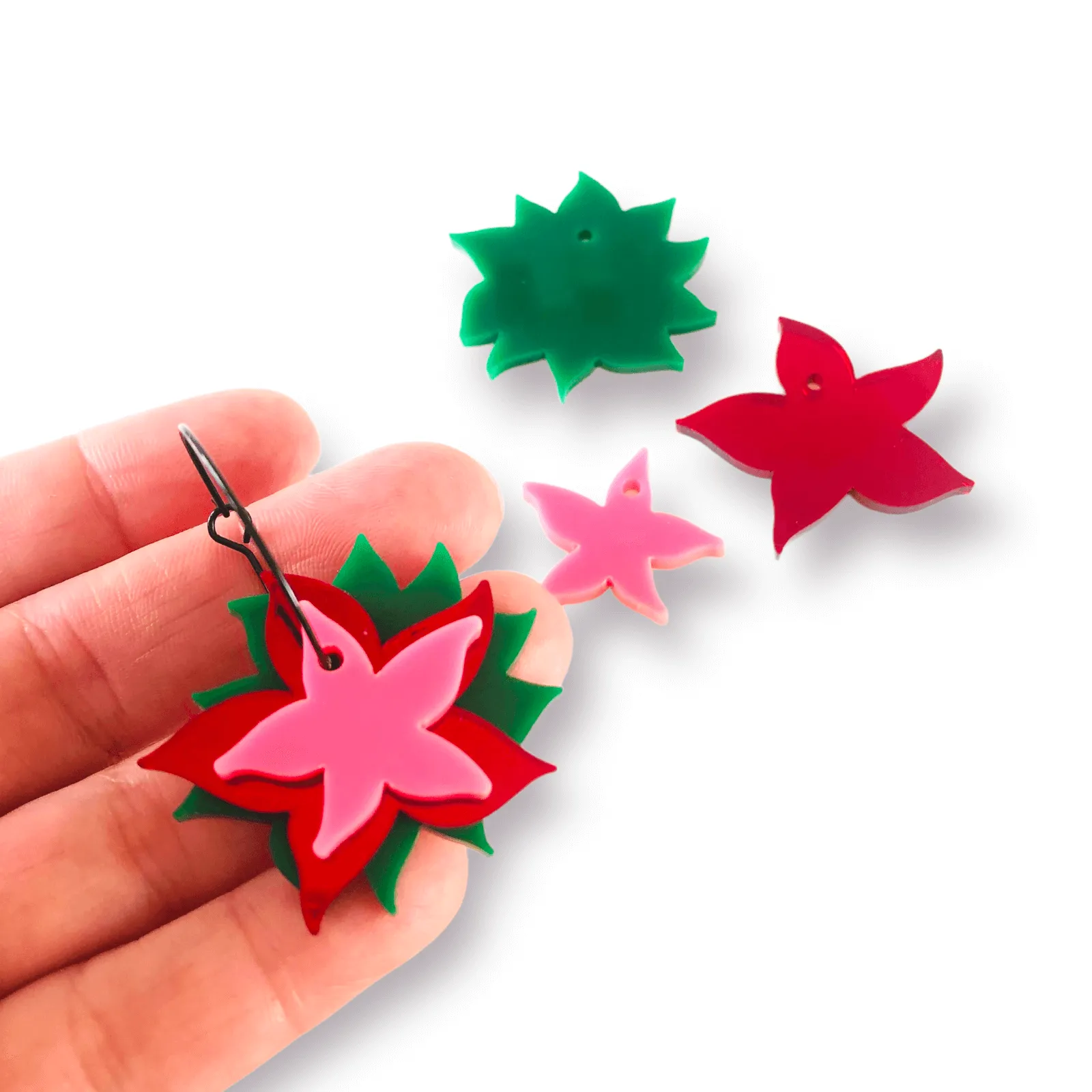 Trio Stacker Poinsettia Flower Stacker - 3 pair Set