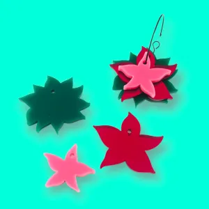 Trio Stacker Poinsettia Flower Stacker - 3 pair Set