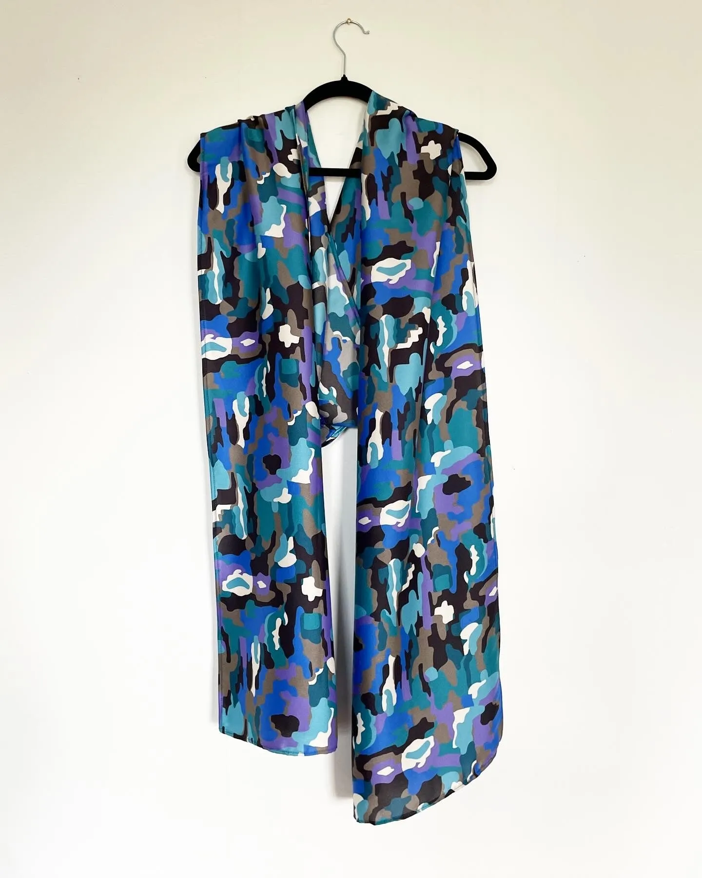 Turquoise Velvet Caftan with Beetle Artwork