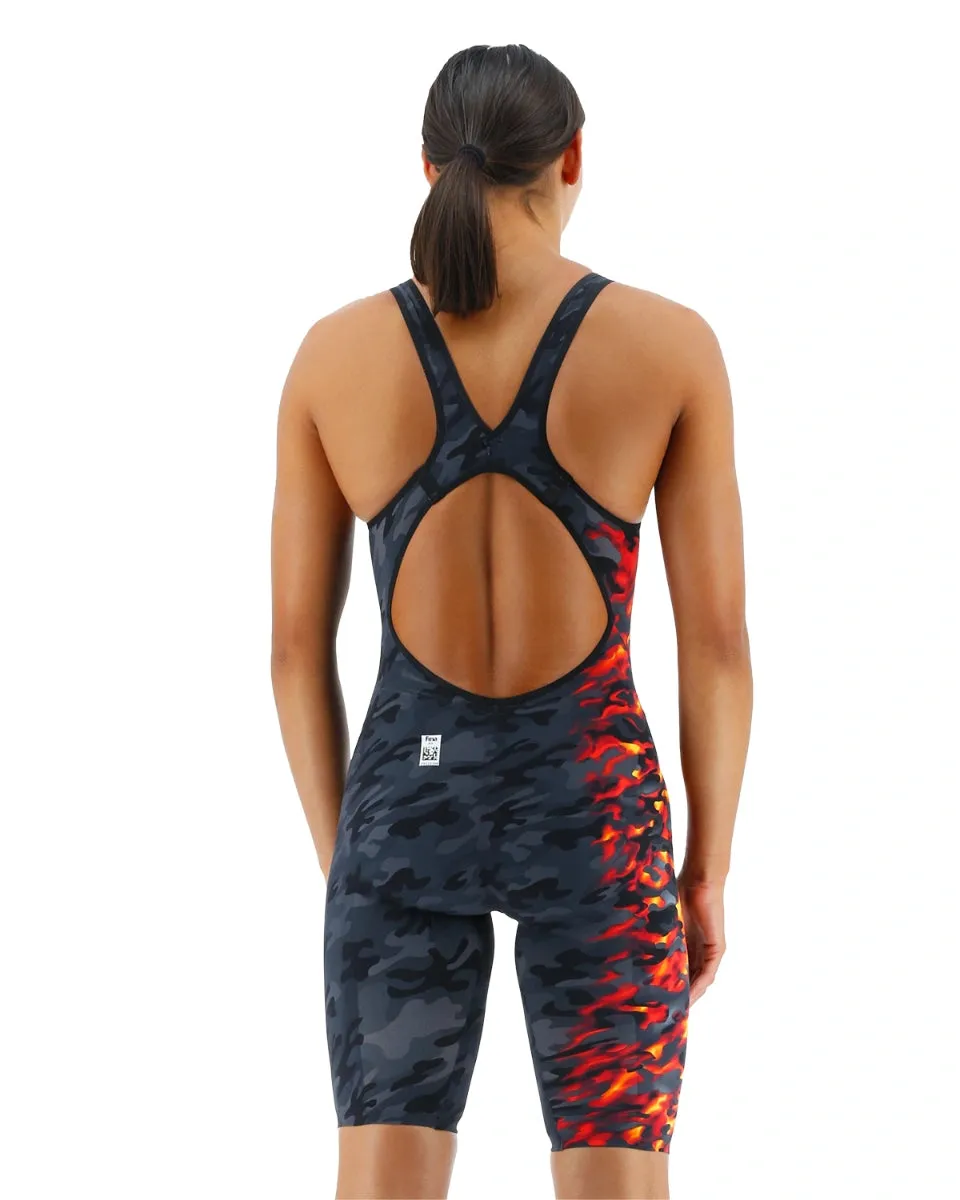 TYR Women's Venzo Camo Openback Swimsuit - FIRE