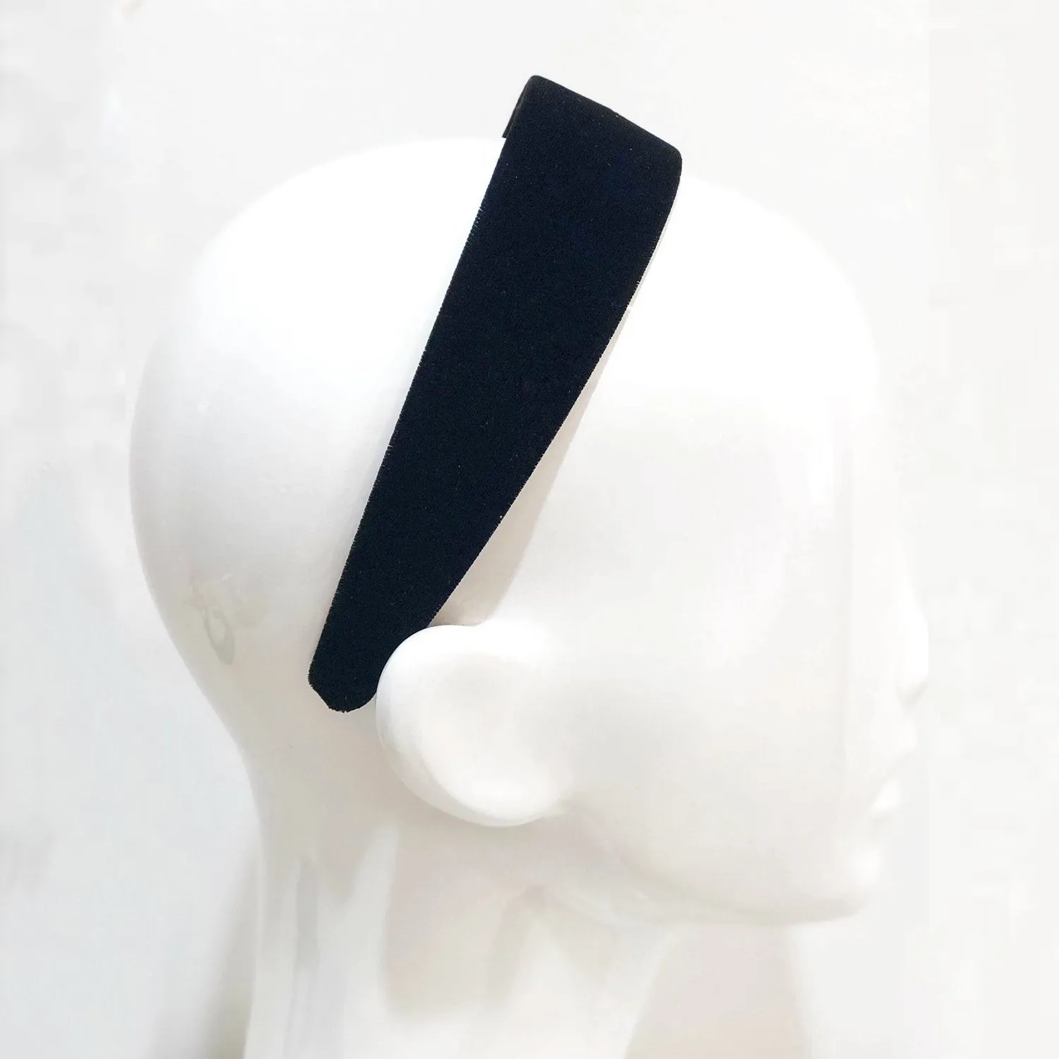 Velvet 4 cm Flat Navy Headband