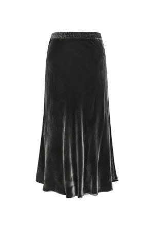 Velvet Bias Flare Skirt - Dark Grey