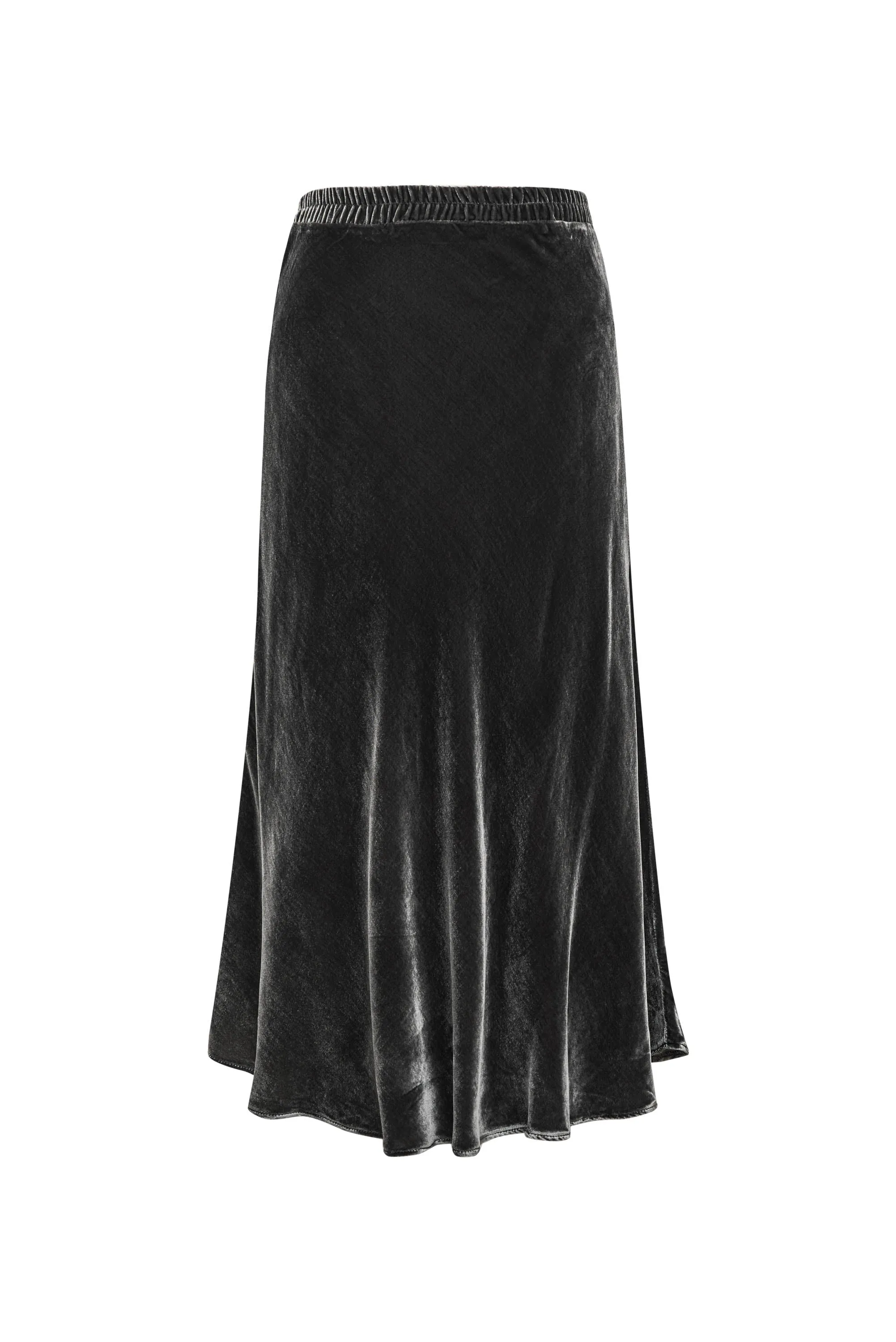 Velvet Bias Flare Skirt - Dark Grey
