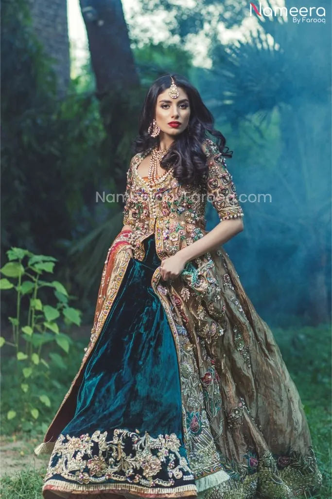 Velvet Bridal Lehenga for Pakistani Wedding Wear #BN999