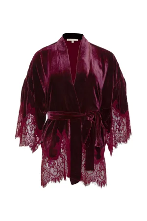 Velvet Coco Lace Kimono Dalia Red