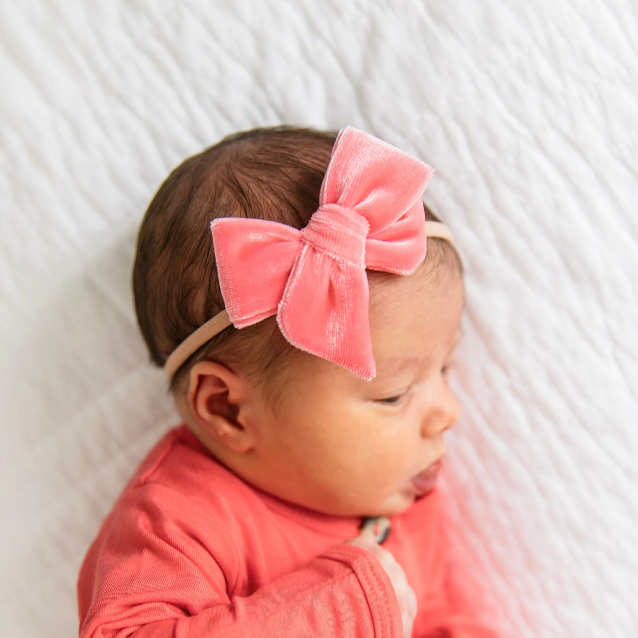 Velvet - Melon Pink Bow Headband